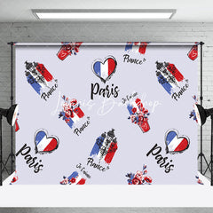 Lofaris Floral French Flag Heart Paris Je T Aime Backdrop