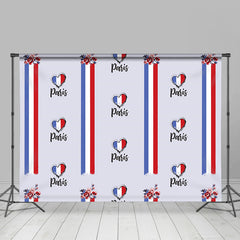 Lofaris Floral French Flag Stripe Heart Bastille Day Backdrop