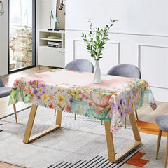 Lofaris Floral Garden Scenery Sweet Rectangle Tablecloth