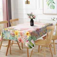 Lofaris Floral Garden Scenery Sweet Rectangle Tablecloth