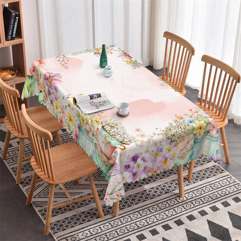 Lofaris Floral Garden Scenery Sweet Rectangle Tablecloth