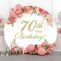 Lofaris Floral Gold Tassels Round 70th Birthday Backdrop