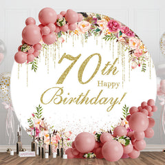 Lofaris Floral Gold Tassels Round 70th Birthday Backdrop