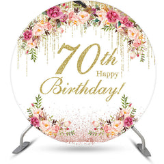 Lofaris Floral Gold Tassels Round 70th Birthday Backdrop