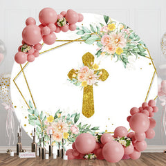 Lofaris Floral Golden Cross Diamond Round Easter Backdrop