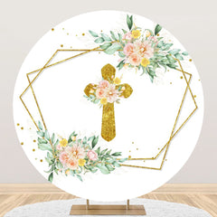 Lofaris Floral Golden Cross Diamond Round Easter Backdrop