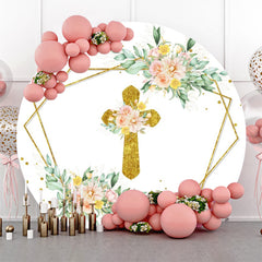 Lofaris Floral Golden Cross Diamond Round Easter Backdrop