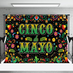 Lofaris Floral Green Cinco Mayo Mexican Fiesta Party Backdrop