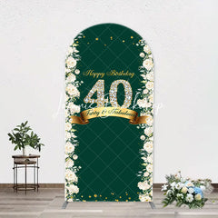 Lofaris Floral Green Fabulous Arch 40th Birthday Backdrop