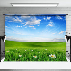 Lofaris Floral Green Grassland Blue Sky Spring Backdrop