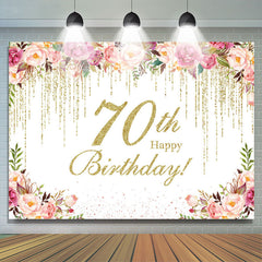 Lofaris Floral Happy 70th Birthday Photo Backdrop For Women