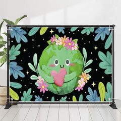 Lofaris Floral Heart Green Earth Day Backdrop for Decor