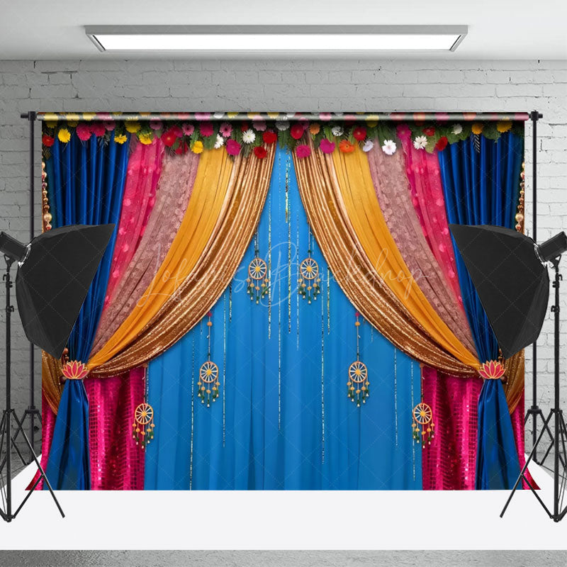 Lofaris Floral Indian Cultural Curtain Photography Backdrop