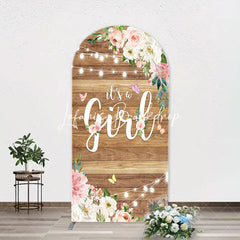 Lofaris Floral Its A Girl Wooden Baby Shower Arch Backdrop