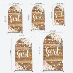 Lofaris Floral Its A Girl Wooden Baby Shower Arch Backdrop