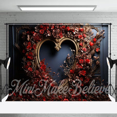 Lofaris Floral Leaves Heart Shaped Valentines Day Backdrop