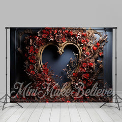 Lofaris Floral Leaves Heart Shaped Valentines Day Backdrop