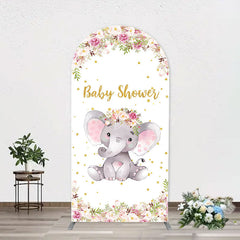 Lofaris Floral Little Elephant Arch Baby Shower Backdrop