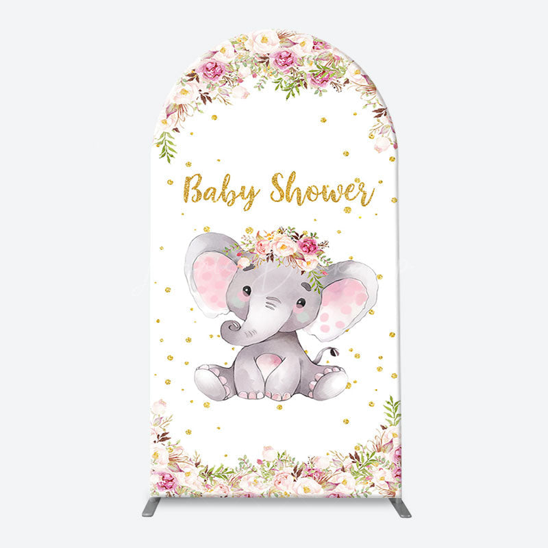 Lofaris Floral Little Elephant Arch Baby Shower Backdrop