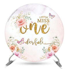 Lofaris Floral Little Miss One Derful Round Birthday Backdrop