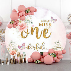 Lofaris Floral Little Miss One Derful Round Birthday Backdrop