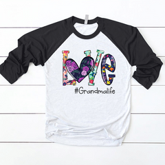 Lofaris Floral Love Grandma Life Custom Name Baseball Shirt