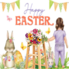 Lofaris Floral Lovely Girl Rabbits Easter Backdrop For Photo