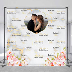 Lofaris Floral Marble Texture Custom Bridal Shower Backdrop