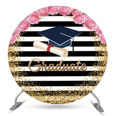 Lofaris Floral Mortarboard Glitter Stripe Circular Grad Backdrop