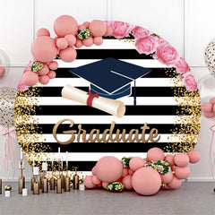 Lofaris Floral Mortarboard Glitter Stripe Circular Grad Backdrop