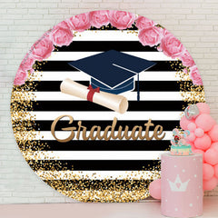 Lofaris Floral Mortarboard Glitter Stripe Circular Grad Backdrop