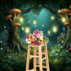 Lofaris Floral Mushroom Light Path Forest Backdrop For Photo