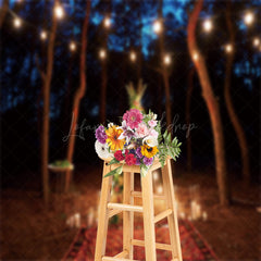 Lofaris Floral Night Forest Valentines Day Photo Backdrop