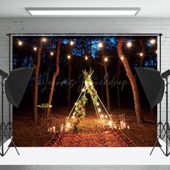 Lofaris Floral Night Forest Valentines Day Photo Backdrop