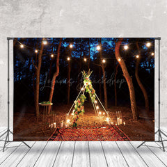 Lofaris Floral Night Forest Valentines Day Photo Backdrop