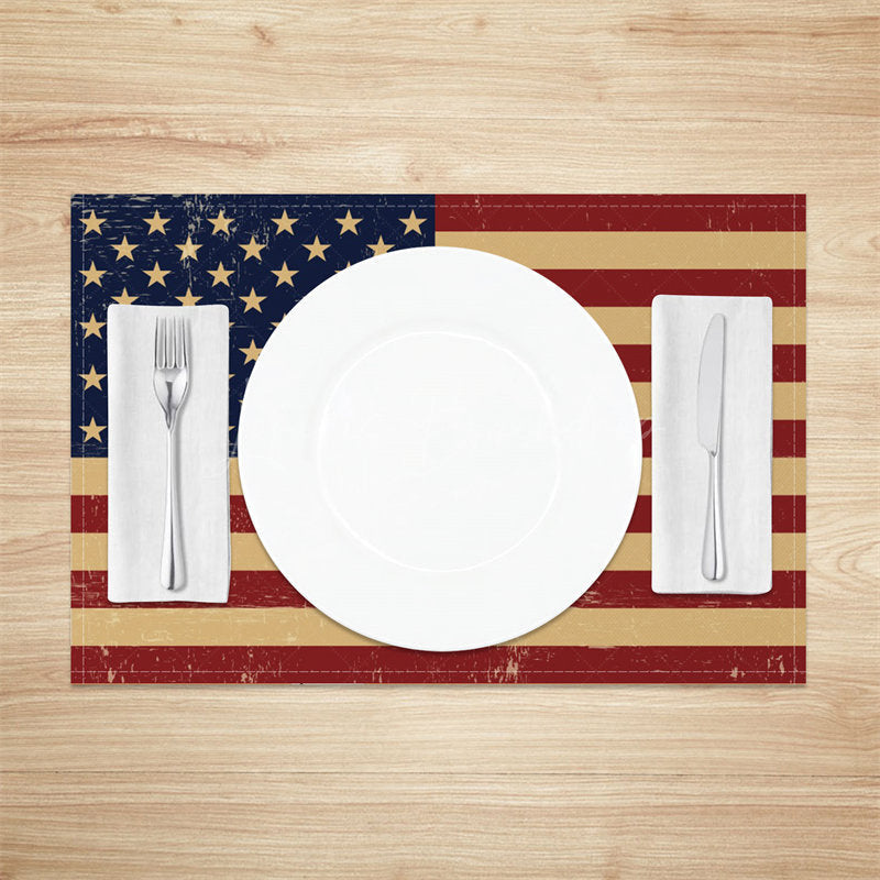 Lofaris Floral Old Flag Independence Day Set Of 4 Placemats