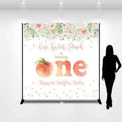 Lofaris Floral Peach Custom 1st Birthday Backdrop For Girl