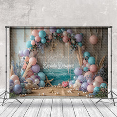 Lofaris Floral Pearl Balloons Coastal Cake Smash Backdrop