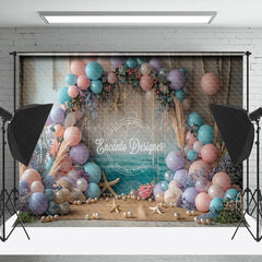 Lofaris Floral Pearl Balloons Coastal Cake Smash Backdrop