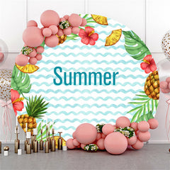 Lofaris Floral Pineapple Monstera Round Summer Backdrop