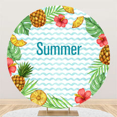 Lofaris Floral Pineapple Monstera Round Summer Backdrop