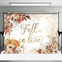 Lofaris Floral Pumpkin Fall In Love Autumn Wedding Backdrop