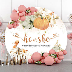 Lofaris Floral Pumpkin He Or She Round Gender Reveal Backdrop