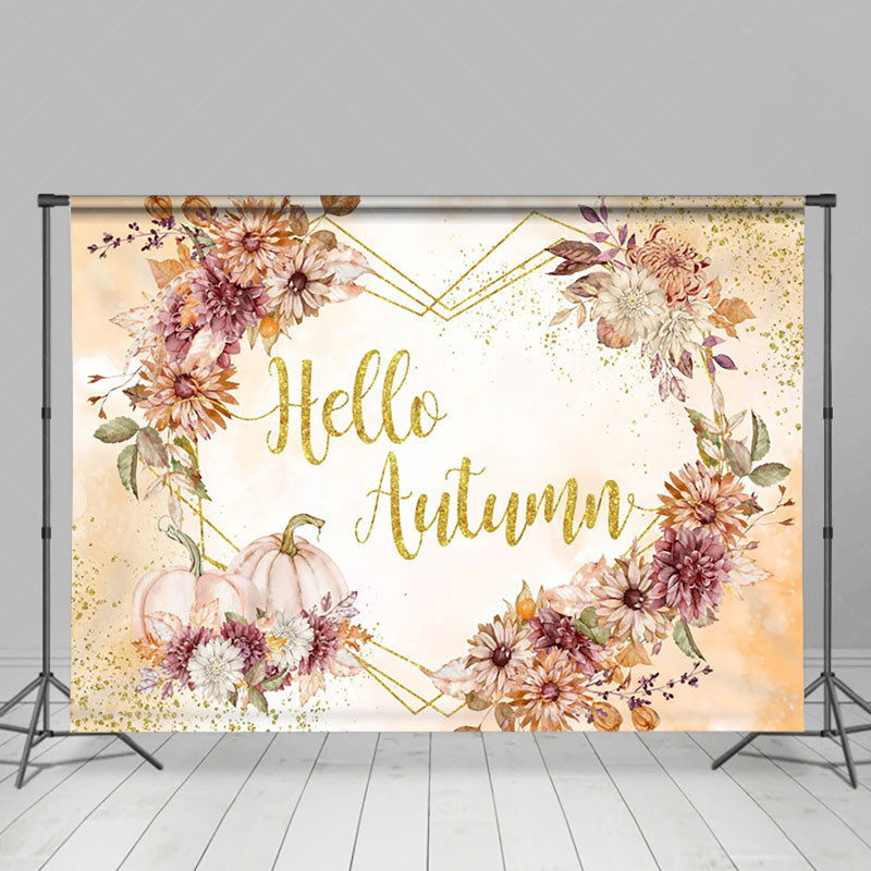 Lofaris Floral Pumpkin Hello Autumn Sweet Season Fall Backdrop