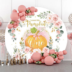 Lofaris Floral Pumpkin Is Turning One Round Birthday Backdrop