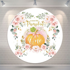 Lofaris Floral Pumpkin Is Turning One Round Birthday Backdrop