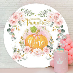 Lofaris Floral Pumpkin Is Turning One Round Birthday Backdrop