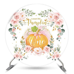 Lofaris Floral Pumpkin Is Turning One Round Birthday Backdrop