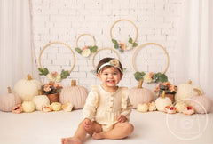 Lofaris Floral Pumpkins Autumn Halloween Cake Smash Backdrop