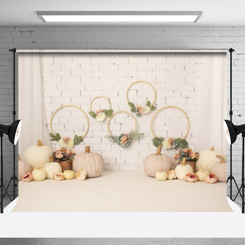 Lofaris Floral Pumpkins Autumn Halloween Cake Smash Backdrop